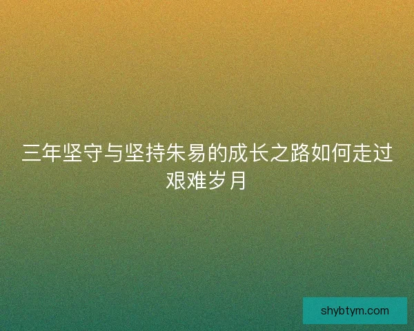 三年坚守与坚持朱易的成长之路如何走过艰难岁月